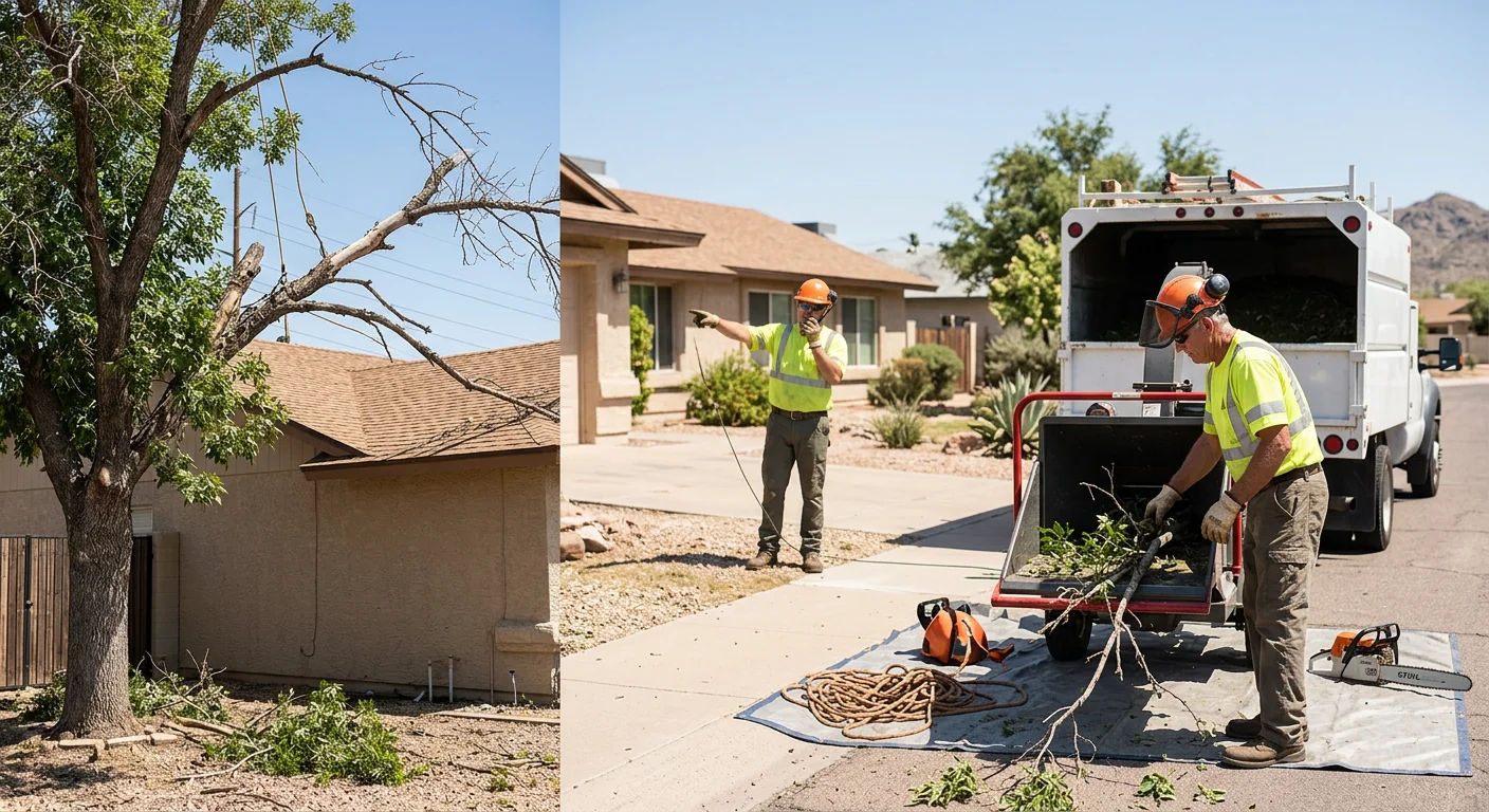 Ground-down tree stump leveled below grade in an Avondale backyard ready for replanting