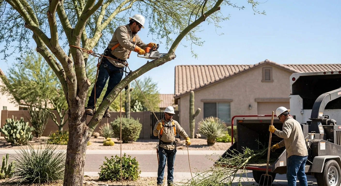 Experienced arborist crew pruning a mature tree on an Avondale residential property